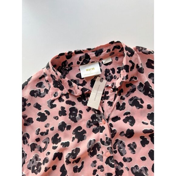 NWT MAEVE Rita Pink Black Leopard Printed Crepe Long Tunic Blouse Top, Size S - Picture 9 of 14